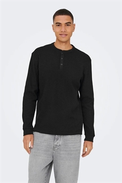 Only & Sons Tobie LS Henley Black